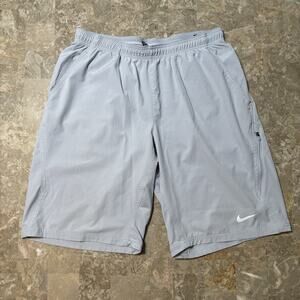 Nike Court Shorts Mens Large Grey Flex Woven Cargo Side Zip Tennis 11" 455618